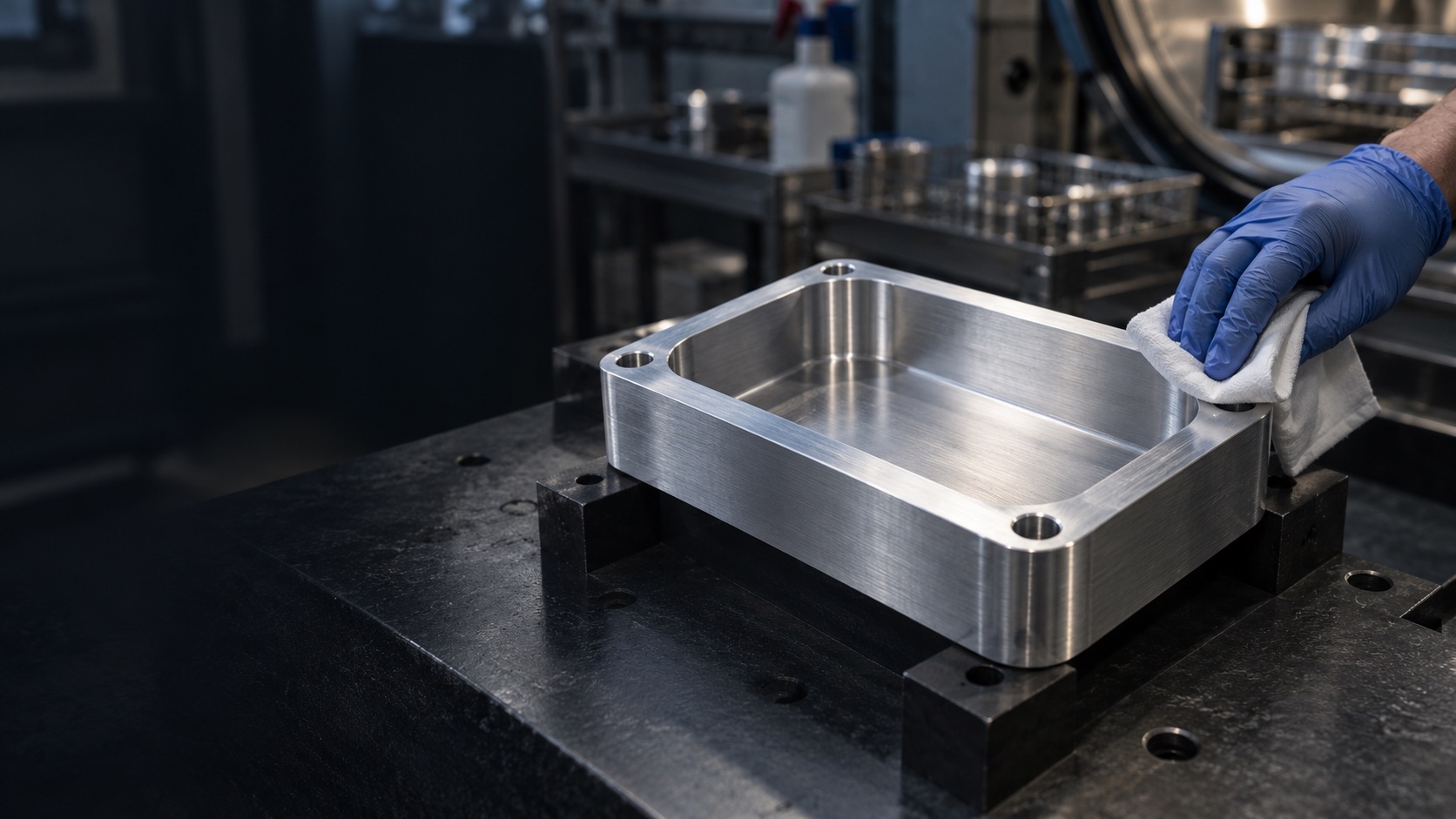 AI illustration of an aluminum housing during finishing