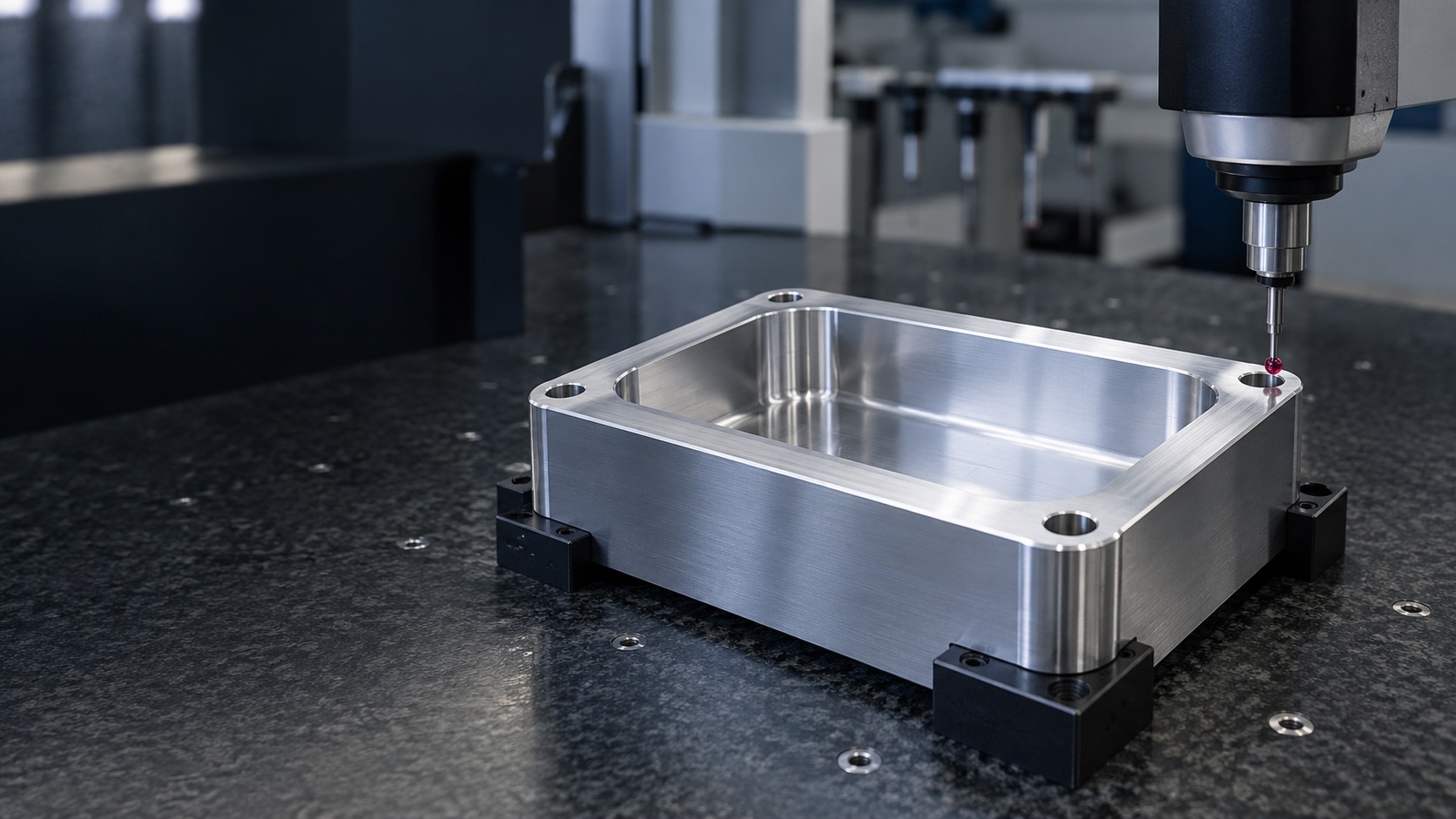 AI illustration of an aluminum housing during inspection